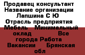 Продавец-консультант › Название организации ­ Лапшина С.Ю. › Отрасль предприятия ­ Мебель › Минимальный оклад ­ 45 000 - Все города Работа » Вакансии   . Брянская обл.